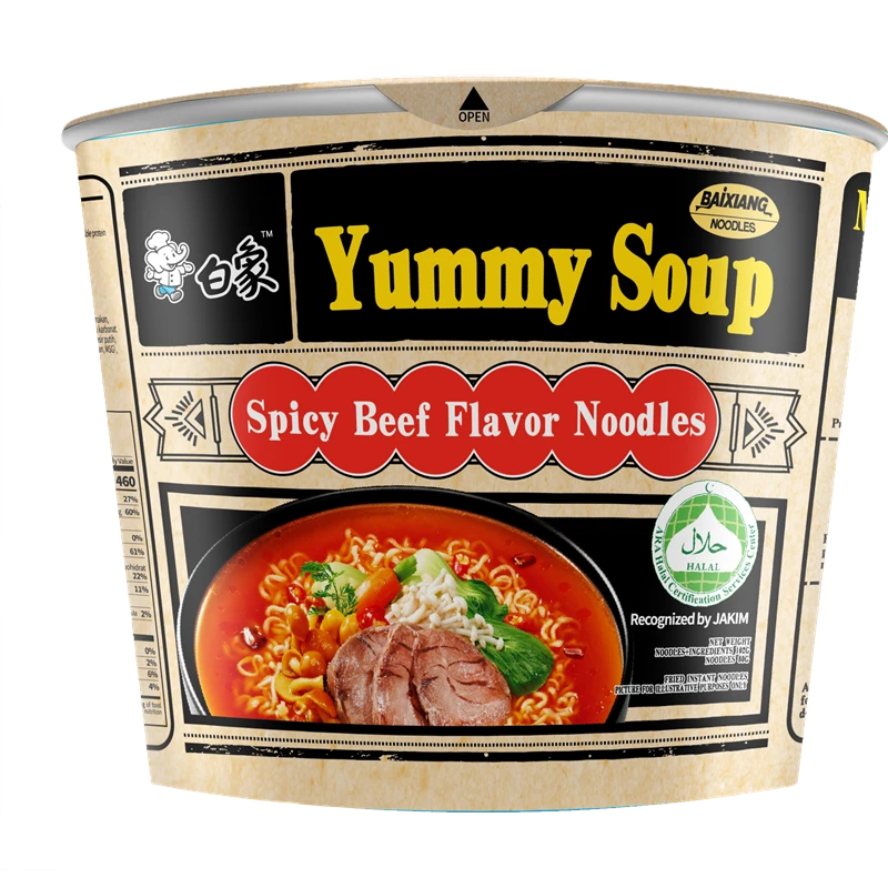 Baixiang Tang Hao He Noodles, Spicy Beef Flavor, 107g Bowl