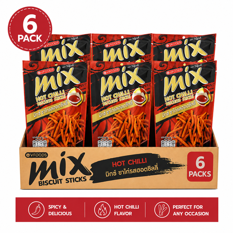 VFOODS Mix Biscuit Sticks Hot Chilli Flavor 6 x 50 g