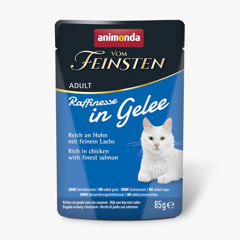 animonda Vom Feinsten Adult Raffinesse in Gelee Huhn + Lachs Katzennassfutter, 24 × 85 g
