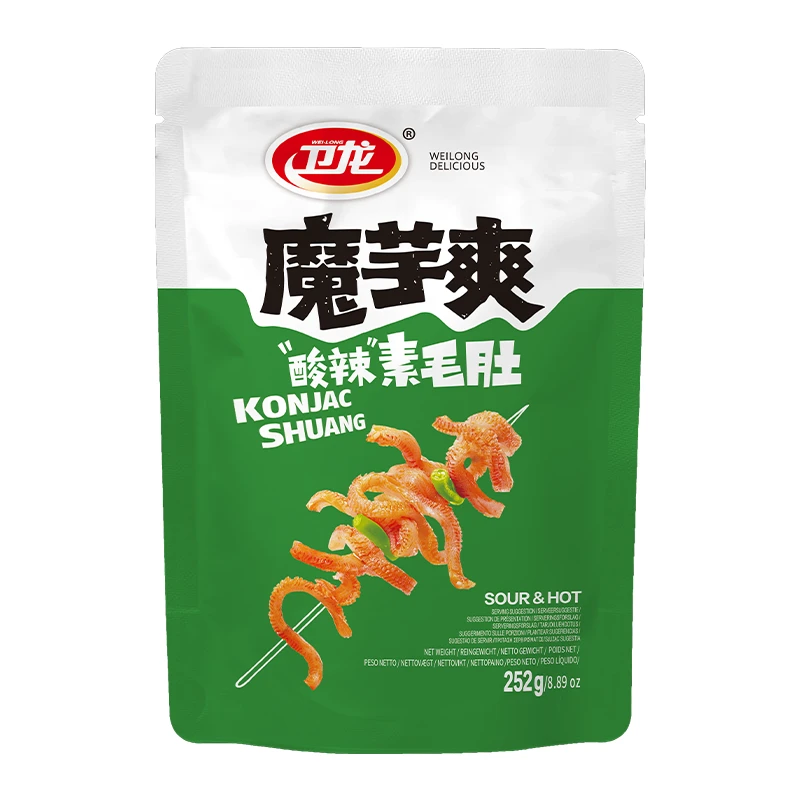 Wei Long Konjak-Cracker Sauer-Scharf Vegetarische Kutteln 252 g (Enthält 28 Packungen)
