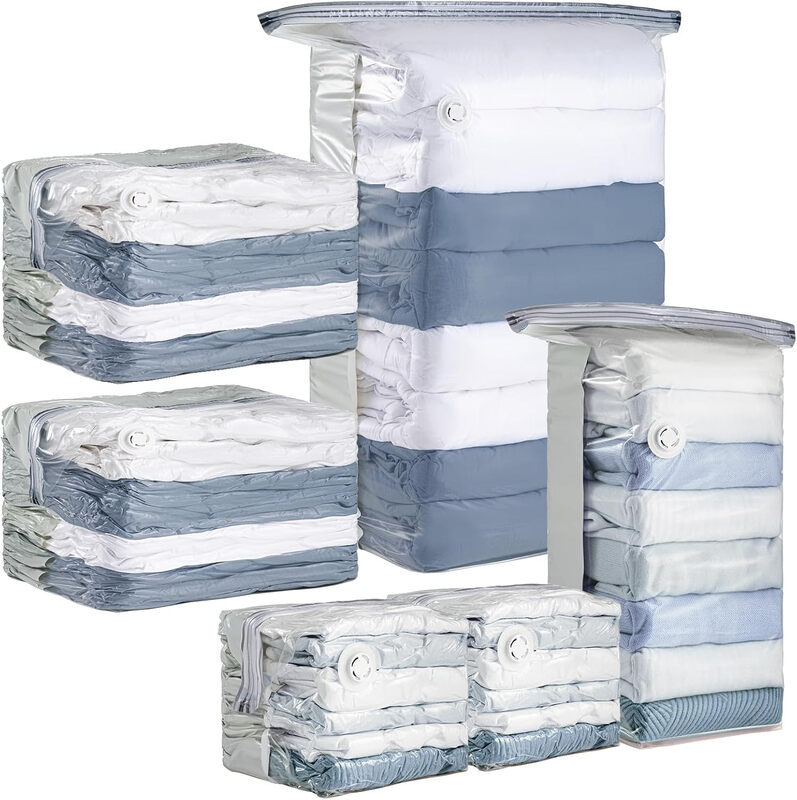 6 Pack Vacuum Storage Bags, Cube Space Saver Bags Combo (3 Jumbo +3 Medium), Vacuum S