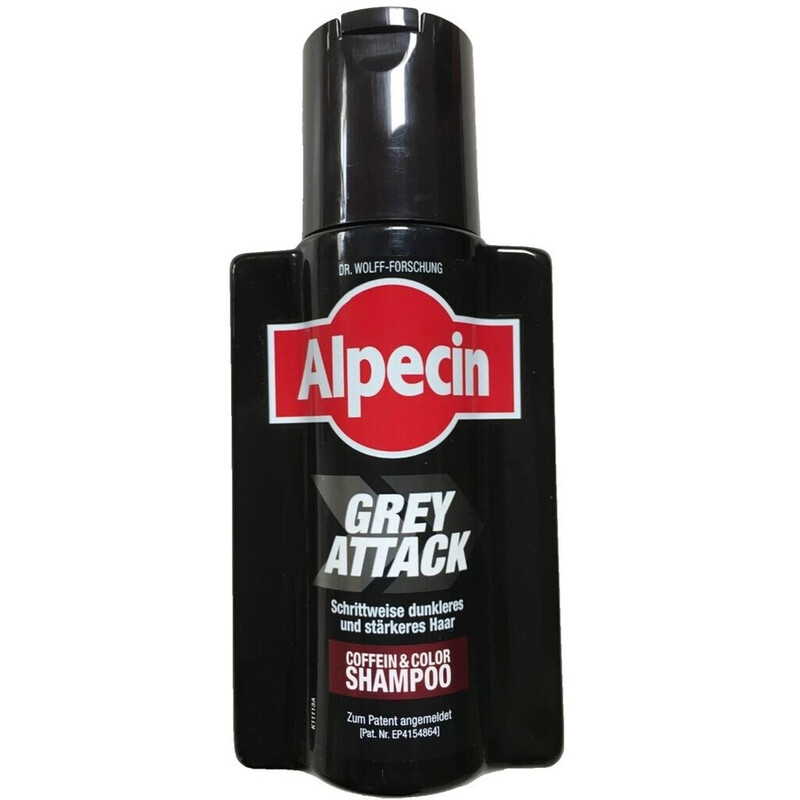 Alpecin Grey Attack Koffein & Color Shampoo - Schrittweises Haarverdunkelungsshampoo, Natürliche Farbe in 2-3 Wochen, Für erste graue Haare & stärkeres Haar, 1 x 200 ml