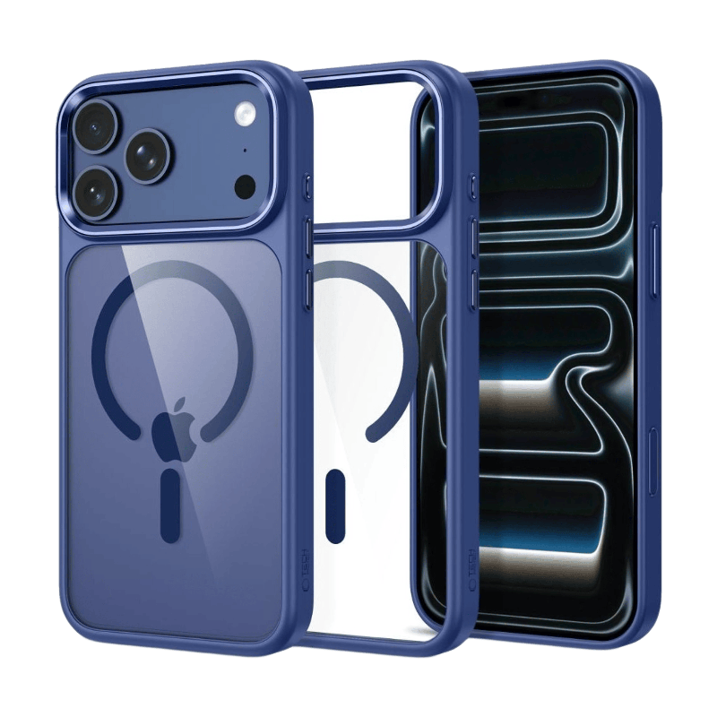 Tech-Protect Magmat Magsafe CC Hoesje voor iPhone 17 Pro Max / 18 Pro Max - Transparant Navyblauw