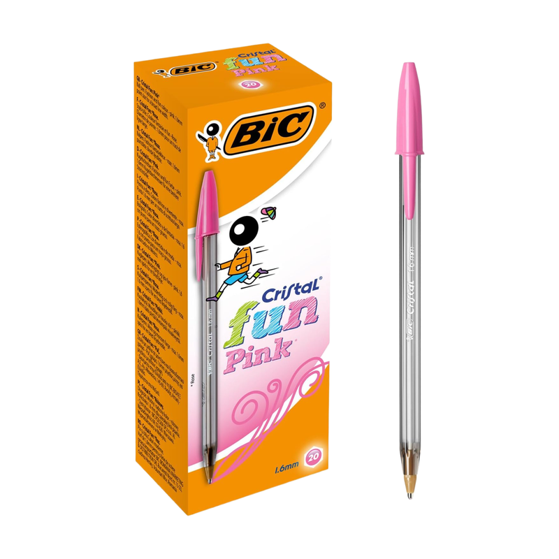 Cristal Fun Ballpoint Pink， Pack of 20