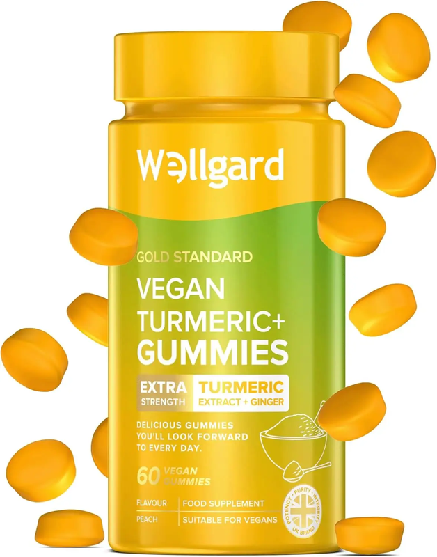 Wellgard Peach Turmeric Vegan Joint Support Gummies Flavour - 60 Gummies