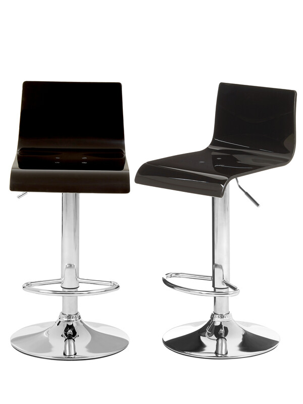 Bar Stool Adjustable Baina Acrylic Black/Chrome 2pcs