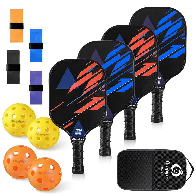 Pickleball Paddles Set of 4 – Fiberglass Material, Polypropylene Honeycomb Core, USAP