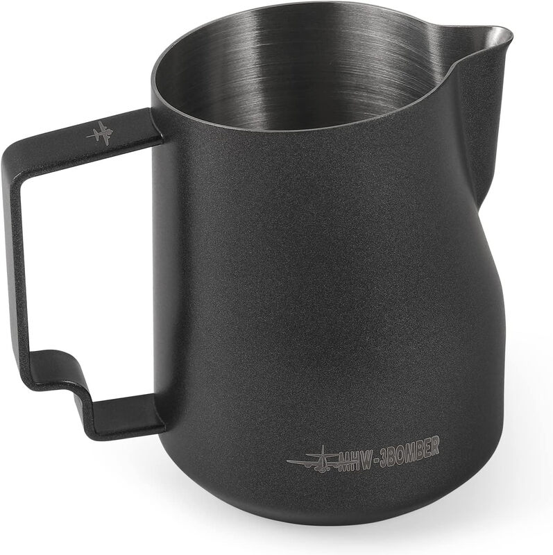 450 ml (15 oz) Milk Jug Professional 15 oz Milk Jug Stainless Steel for Espresso, Cap