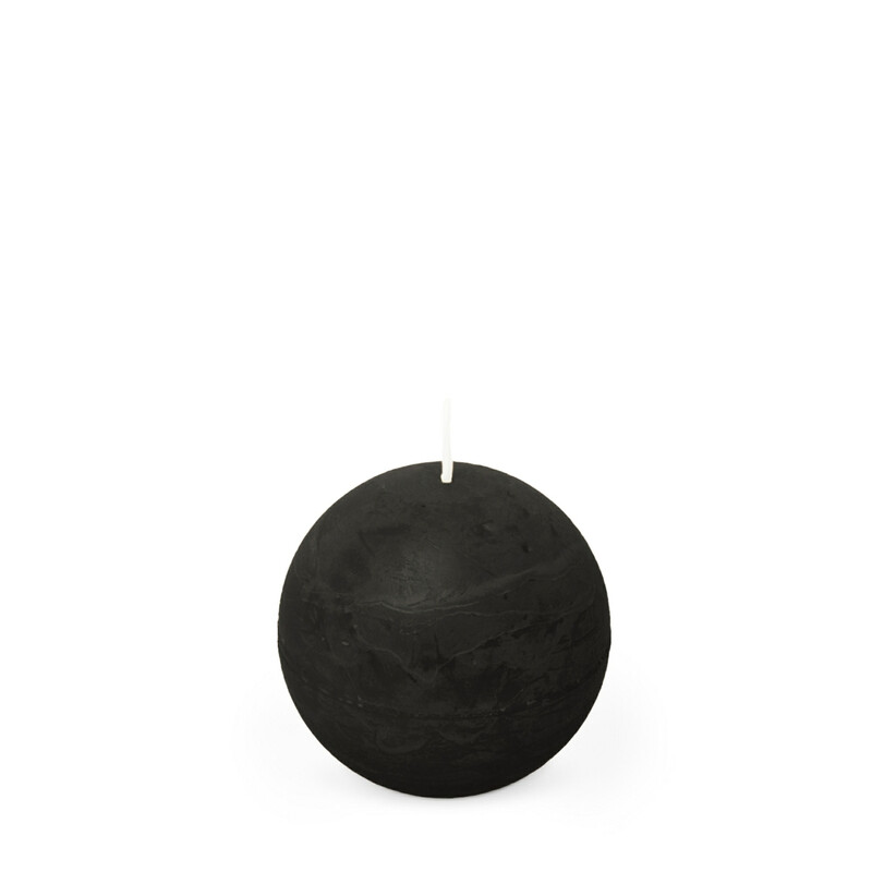 Ball Candle Rustic Unscented Black D:8xH:8cm