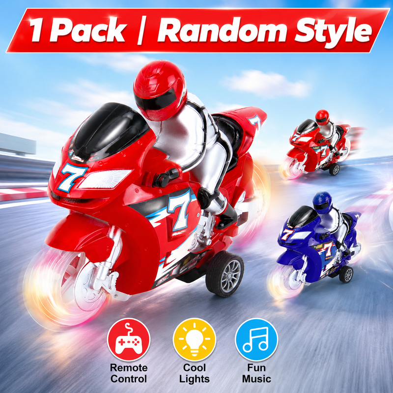 Ferngesteuertes Motorrad Spielzeug, zufällige Ausführung mit Licht und Musik - Fahrspaß für die ganze Familie in verschiedenen Farben.
