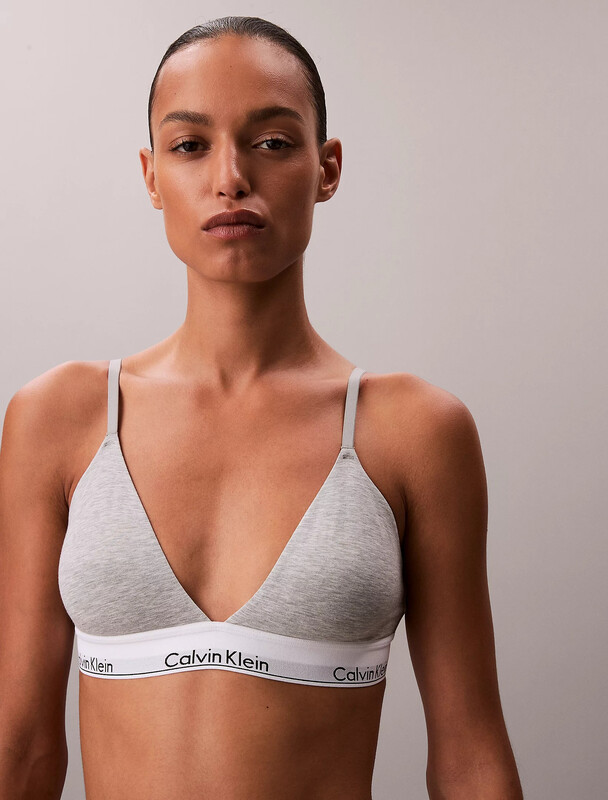 CALVIN KLEIN Womens Triangle Unlined Cup Bra Logo Modern Cotton Heather XL Pink - Image 5