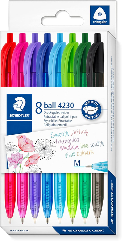 Staedtler Retractable Rainbow Ballpoint Pens, Medium Point, 8 Assorted Colours - Image 7