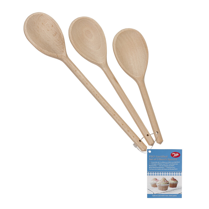 Wooden Spoon Set, FSC Beechwood, Cooking and Baking Need and Perfect for use with Non