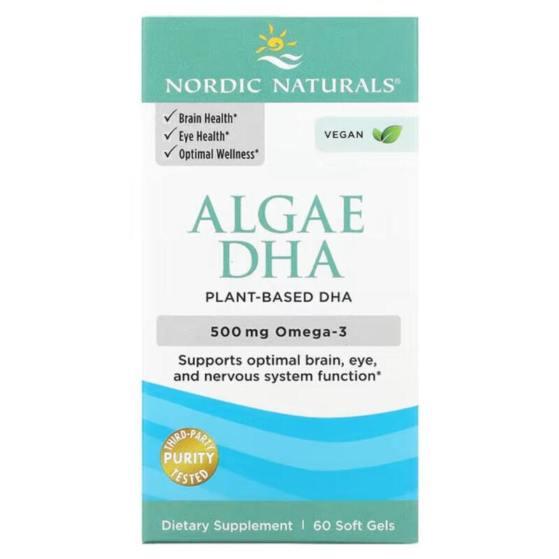 Algae DHA Omega 3 Brain Health Vegan 500 mg - 60 Softgels