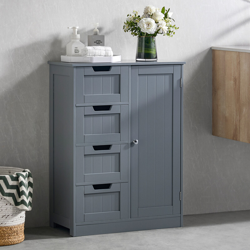 Bath Vida Bathroom Storage Unit Priano 4 Drawers 1 Door Grey