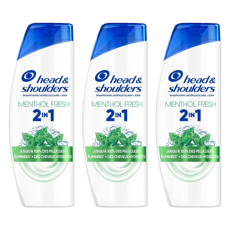 Head & Shoulders Shampoo 2-in-1 Menthol 3 x 300 ml (900 ml)