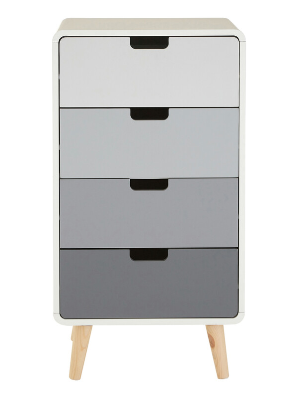 Drawer Chest Milo 4 Drawers Grey/White/Natural