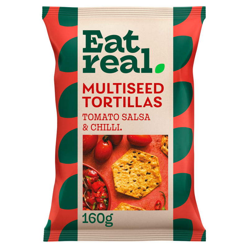 Eat Real Multiseed Tortillas Smoky Tomato Salsa Flavour with A Hint of Chilli 160g