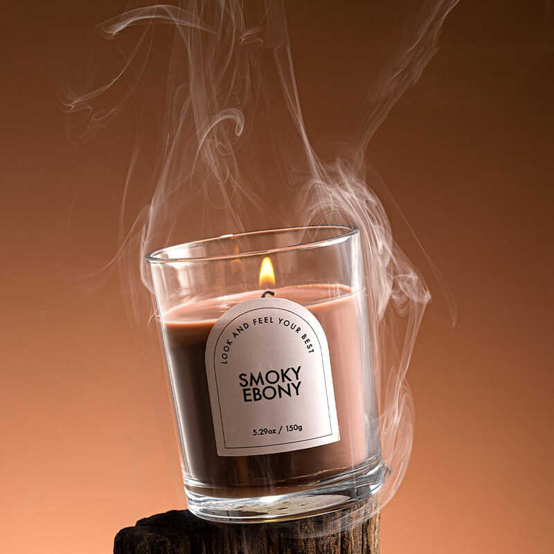 Transparent Colored Scented Candle - Smoked Ebony (Coffee Brown), 140G, 1PC