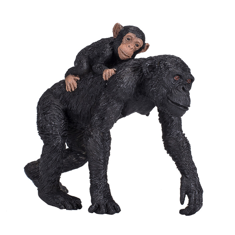 MOJO Chimpanzee with Baby Animal Toy Figure Realistic Hand-Painted Chimpanzee and Baby Play Set for Educational Imaginative