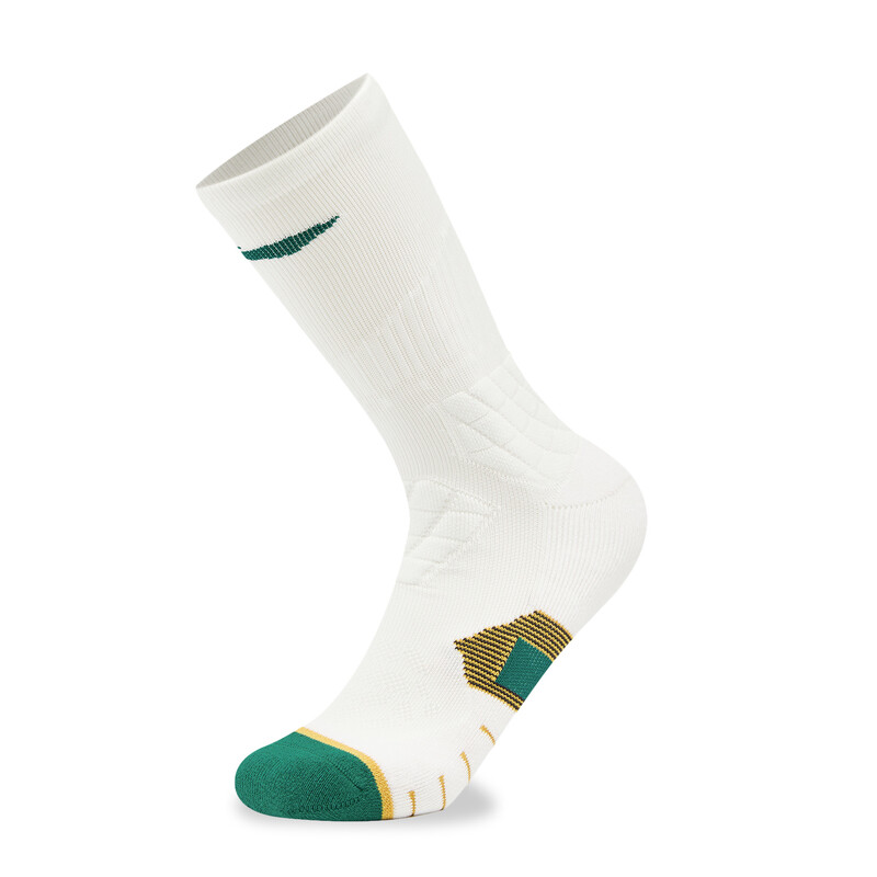 LI-NING Basketball Socken Mittellang Strapazierfähig Komfortabel Atmungsaktiv Cremeweiß / Sandgoldgrün XL