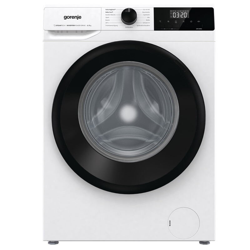 Gorenje Waschmaschine 7 kg in Weiß mit Dampffunktion, Inverter-Motor, 1400 U/Min, Energieklasse A und AquaStop für saubere Wäsche