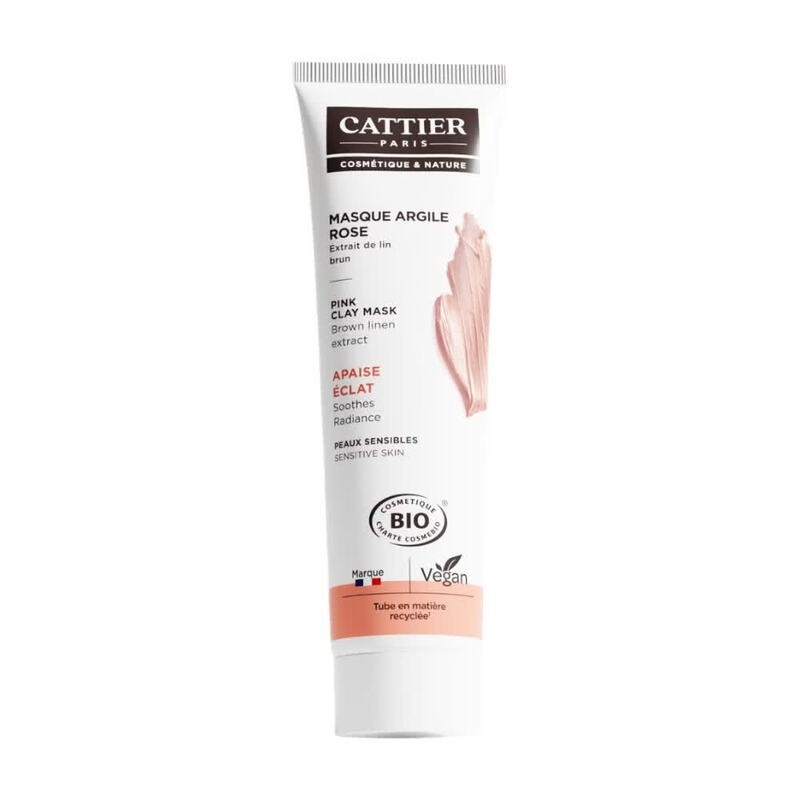 Cattier Rose Argile Masque Visage Extrait De Lin Peaux Sensibles Bio 100Ml - Image 4
