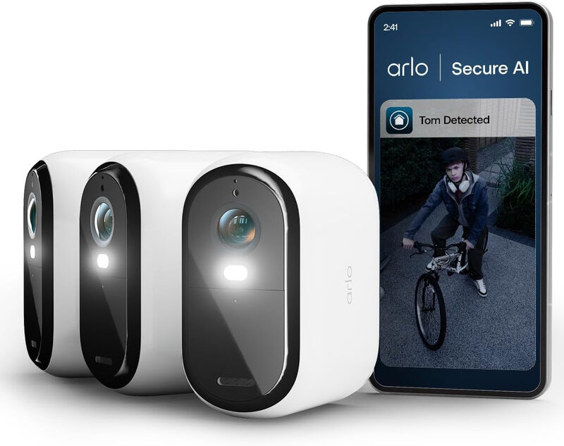 Arlo VMC3282-100EUS Caméra de sécurité extérieure WiFi sans Fil Essential 3 2K XL, Kit de 2 caméras, Autonomie de 24 Mois, Vision Nocturne Couleur, Sirène et Audio Bidirectionnel, Blanc