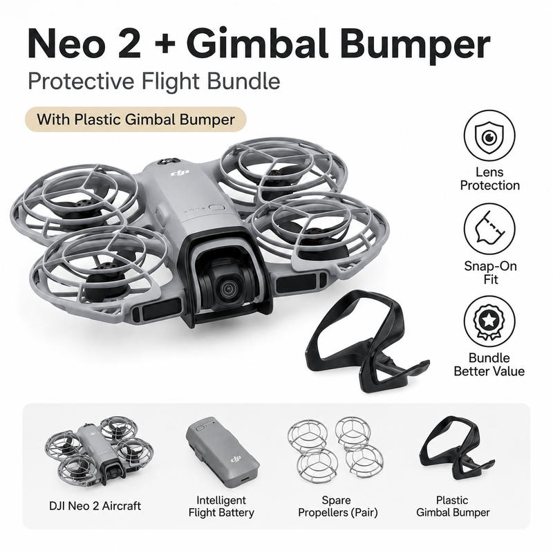 DJI Neo 2 Standalone + STARTRC Kunststoff Gimbal-Bumper - Kompakte Kameradrone mit leichtem Gimbal-Schutz, Aufsteckbarer Stoßschutz, Drohnen-Zubehör-Bundle für Reisen, Outdoor-Fliegen & Content-Erstellung