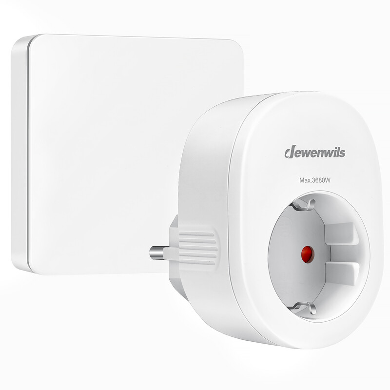 DEWENWILS draadloos stopcontact met afstandsbediening, aan/uit schakelaar zonder kabels, uitbreidbare wandschakelaar voor feestverlichting, 3680 W bereik 30 M wit