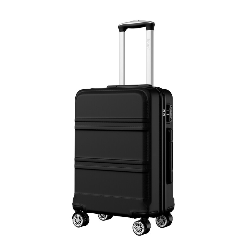 KONO 20 Zoll ABS Hartschalen-Kabinenkoffer mit TSA-Schloss und Spinner-Rollen, Leichtes Handgepäck für Business und Urlaub (Schwarz)