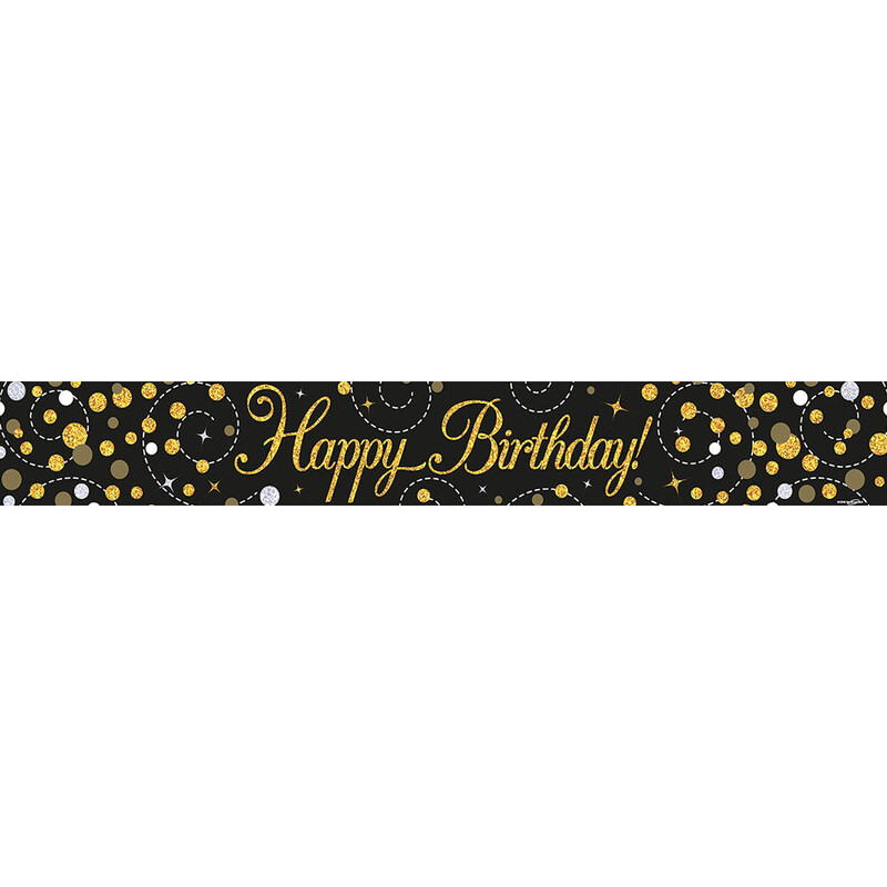 Black & Gold Happy Birthday Banner 9FT