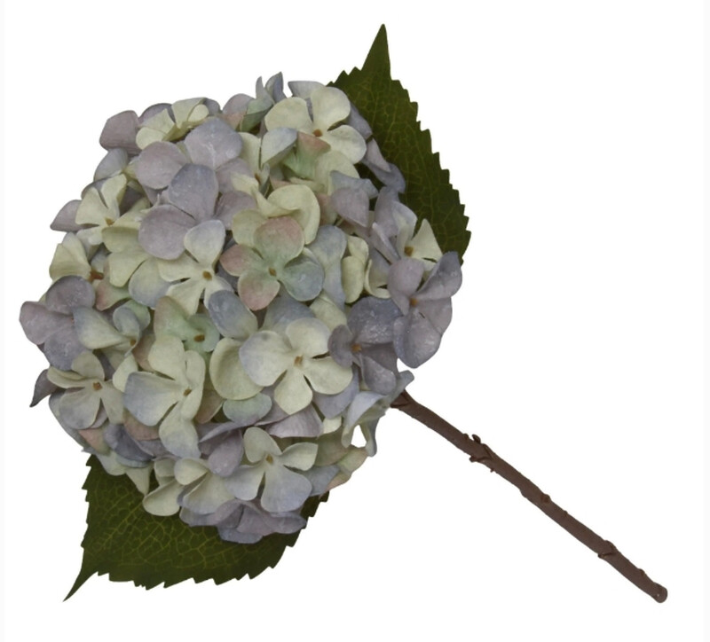 Candlelight Blue Artificial Hydrangea Flower Stem 46Cm