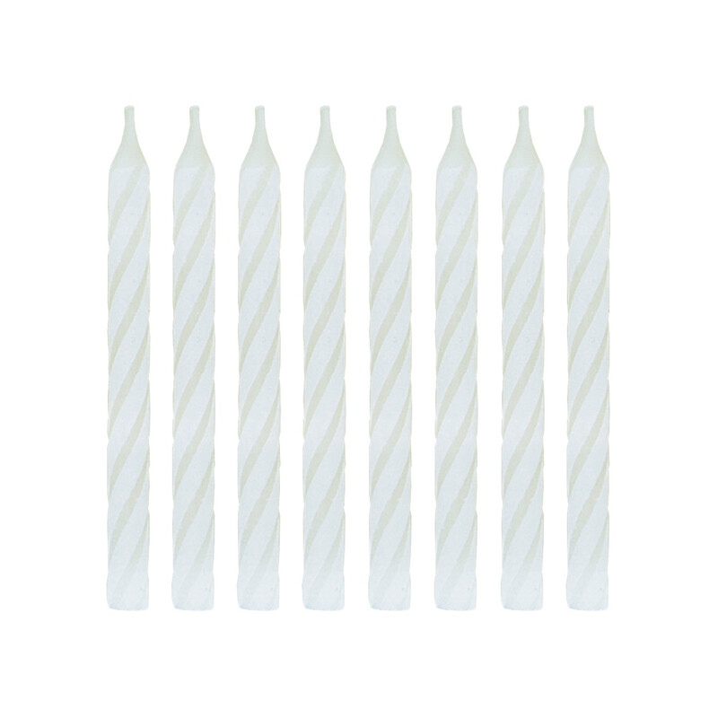 Unique Birthday Candles, Striped White, 24 pack