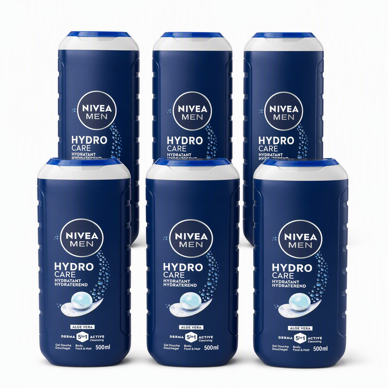 NIVEA MEN Protect & Care Douchegel - 3-in-1 Douchegel met Aloë Vera - Shampoo - 500 ml (6-Pack)