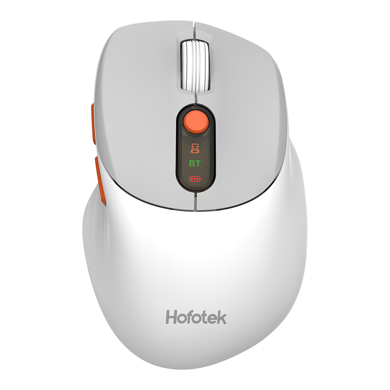 HOFOTEK M311 2.4G+BT Silent Office Mouse - Adjustable Multi-Level DPI, Ergonomic White-Grey, Multi-System Compatible (1xAA Battery)
