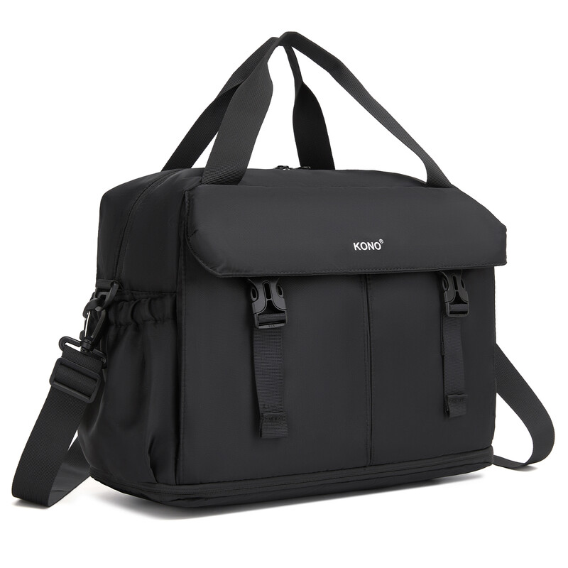 Kono 40x30x20 cm uitbreidbare cabinetas, waterbestendige reistas met laptophoes en nat/droog opbergruimte voor zakenweekend, zwart