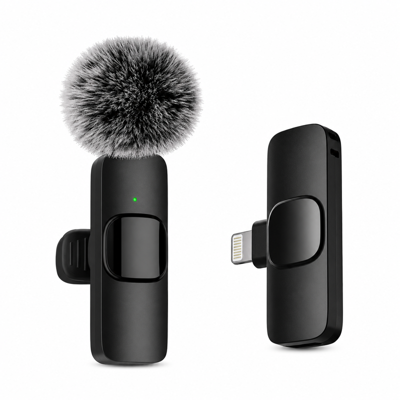 Verbex K9-Black Single-Mic Microphone, Live Streaming Mic, Wireless Mini Noise-Cancelling Microphone, All-in-One Wireless Lavalier Microphone for Live Streaming, Recording and Interviews, Compatible With iOS Interface