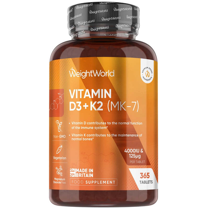 WeightWorld Vitamin D3 4000 IE + K2 (MK-7) 125 µg, 365 Tabletten