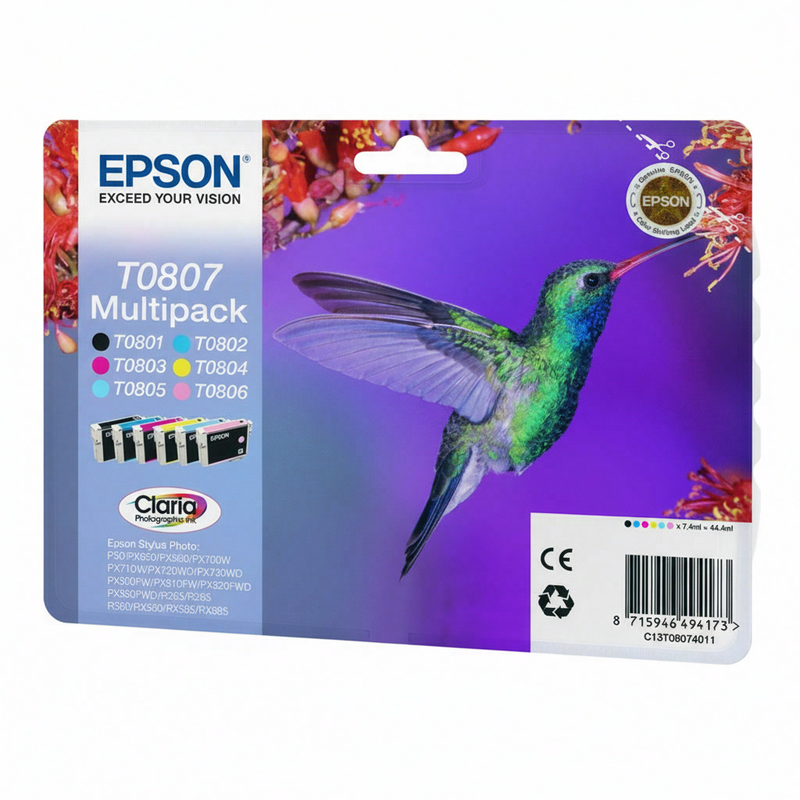 Epson Hummingbird multipack 6 kleuren T0807 Claria fotografische inkt