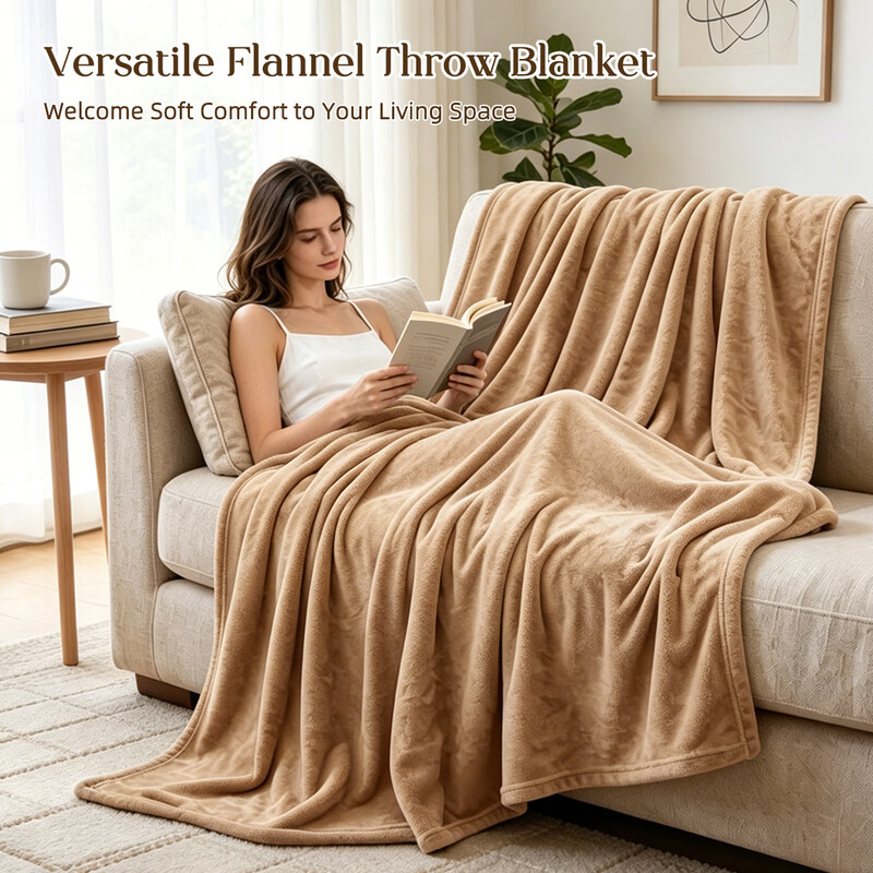 Lebonsoir hochwertige Flanell-Fleece-Decke, warme Winterdecke/ weiche Sofadecke, Wohnzimmerdecke, Sofawohndecke, Khaki, 180 x 200 cm