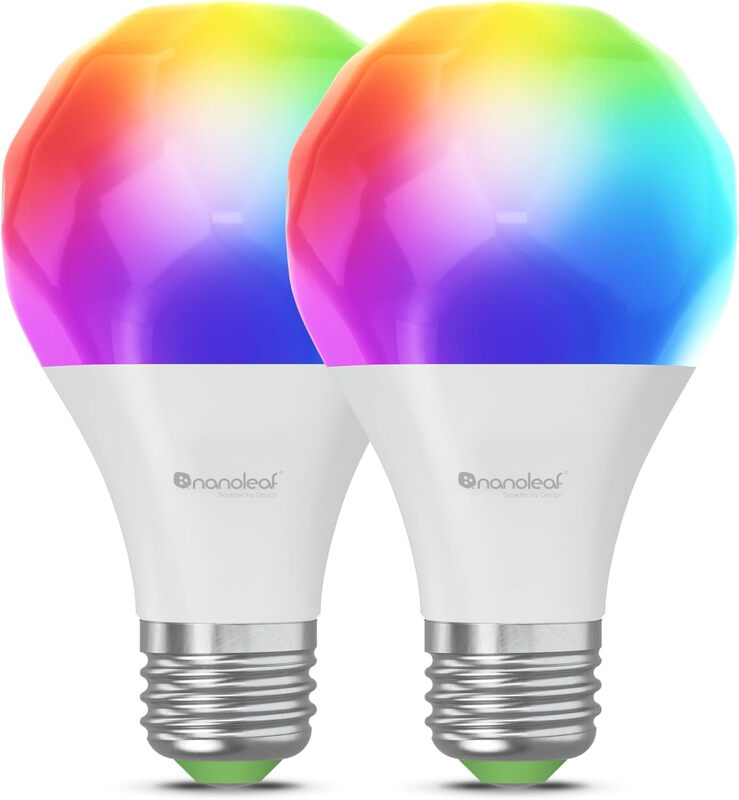 NANOLEAF Smart IoT Lampen: 2er-Set E27 RGBW WLAN Glühbirne mit 16 Mio. Farben für App, Alexa & Google Home Steuerung, ideal für Deko