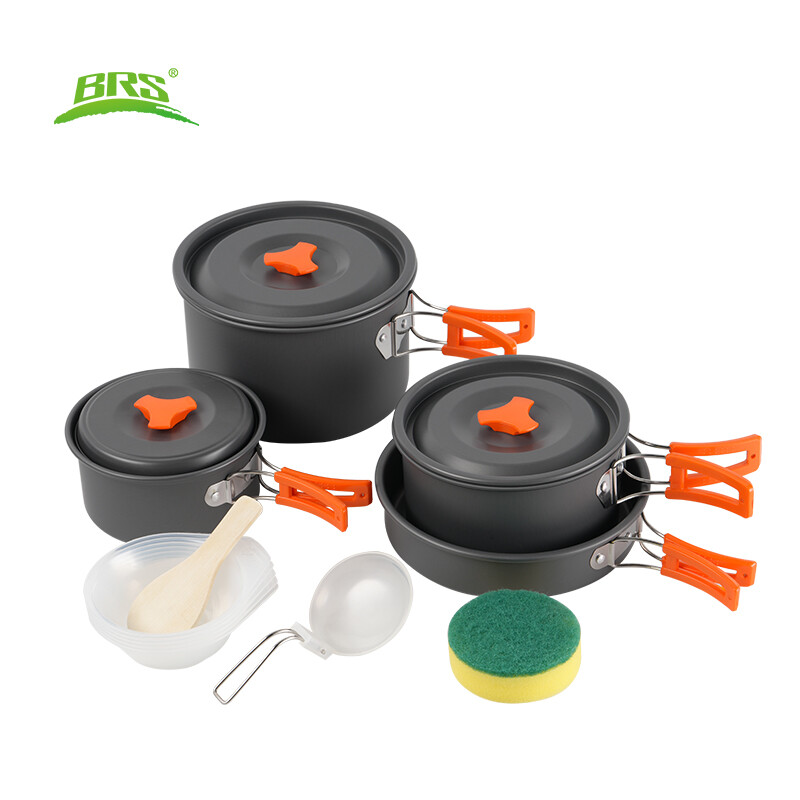 155-Series Camping Cookware Mess Kit， 2.9L large pot,1.7L Medium pot,1.2L Pannikin,1.