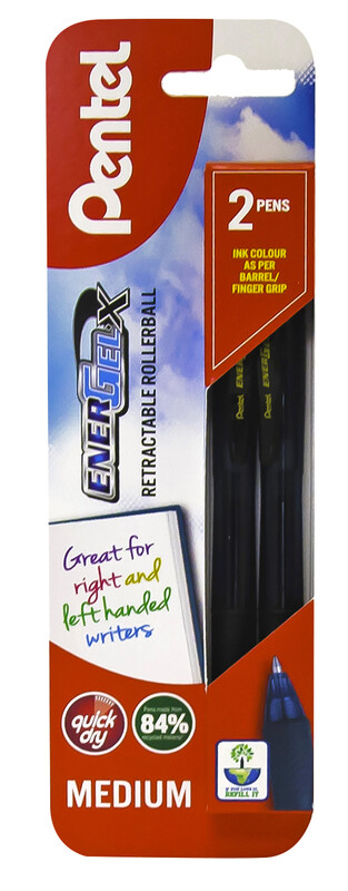 EnerGel X 0.7 Retractable Gel Pen Black Pack of 2