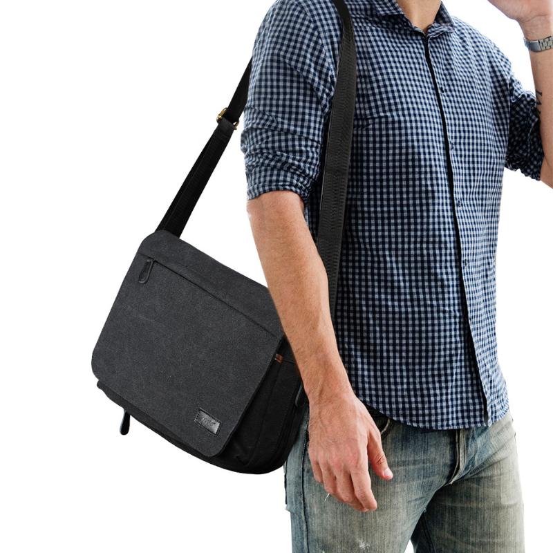 Canvas Shoulder Satchel with Multi-Pocket Storage, Adjustable Strap, Everyday Carry B