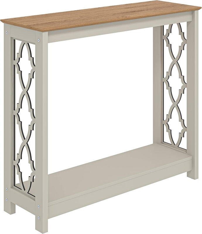 Nova Console Table – Light Grey & Oak – Modern Entryway Table with Storage – Slim Hal