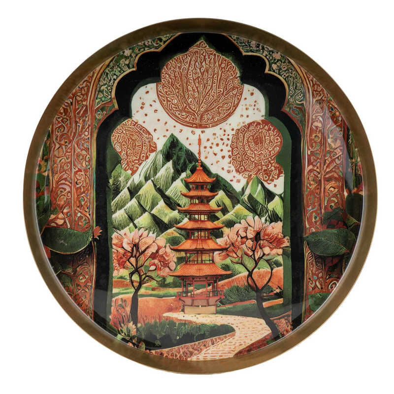 Decorative Tray Samarkand Metal Gold Round D:32cm