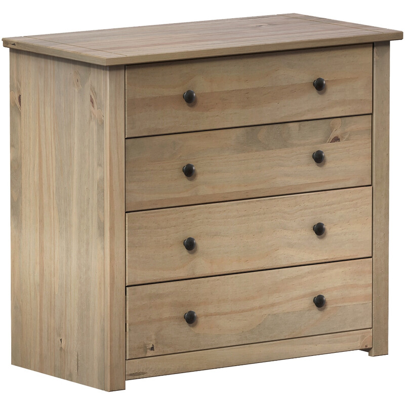 Drawer Chest Panama Solid Pine 4 Drawers Natural Oak