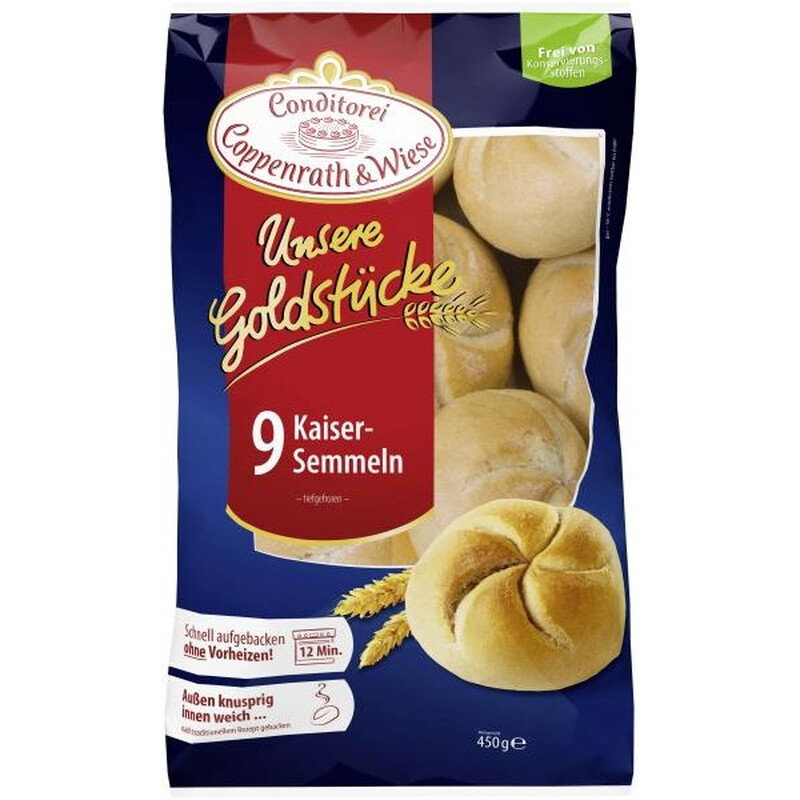 C&W Unsere Goldstücke Kaiser-Semmeln 9 Stück 450 g