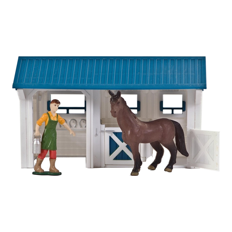 DUTCH FARM SERIE Paardenstal-speelset - Blauw, 15,5 x 9 x 9,5 cm